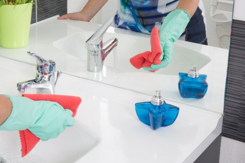 Person reviewing cookie settings on a cleaning service website