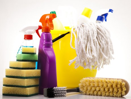 Safety check of a carpet cleaning area before work begins